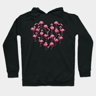 Pink Flamingo Heart Happy Valentine's Day Flamingo Lovers Hoodie